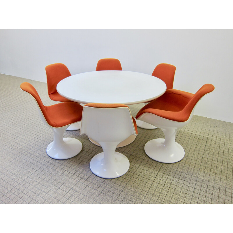 Vintage orange dining set "Orbit" by Herman Miller