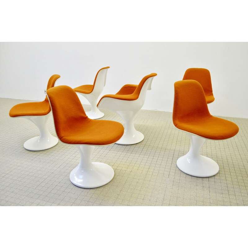 Vintage orange dining set "Orbit" by Herman Miller