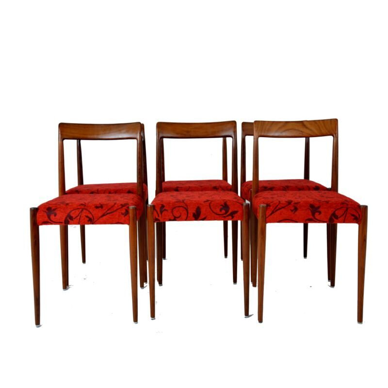 Set of 6 vintage Scandinavian chairs in teak