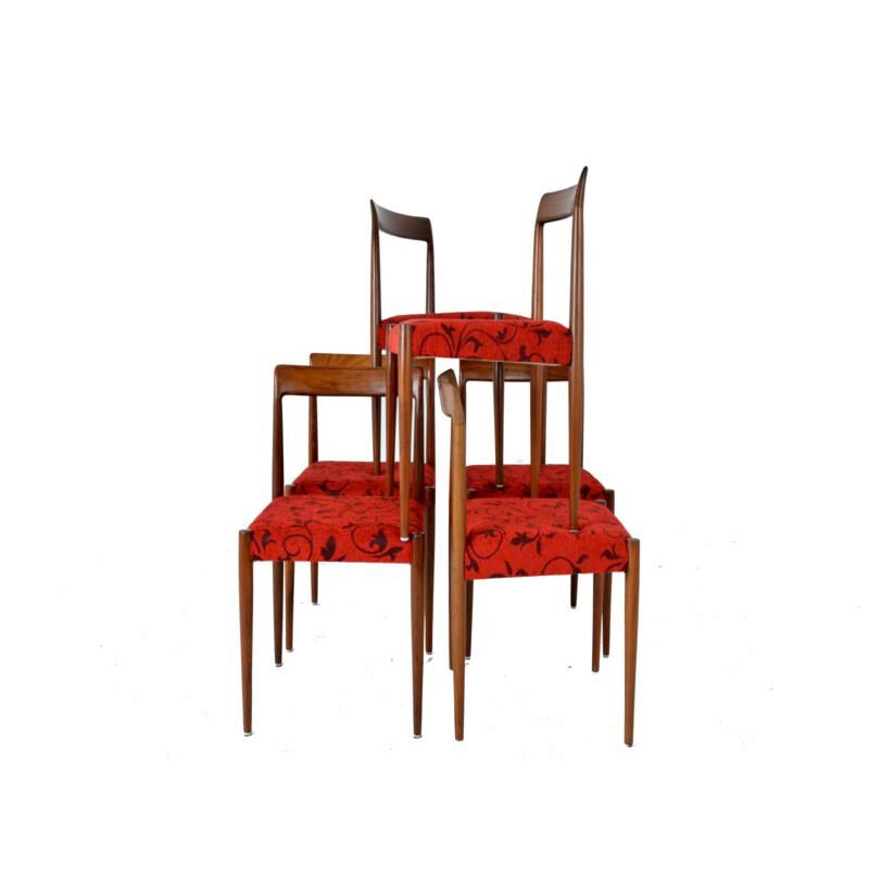 Set of 6 vintage Scandinavian chairs in teak