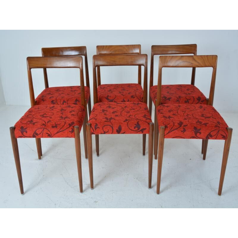 Set of 6 vintage Scandinavian chairs in teak