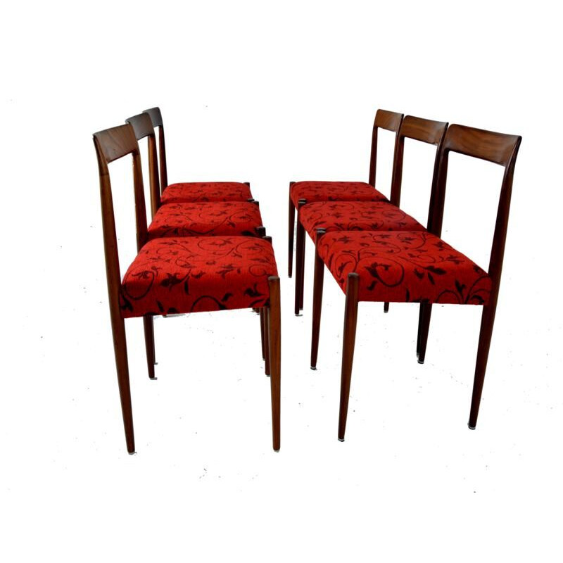 Set of 6 vintage Scandinavian chairs in teak
