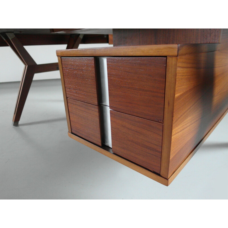 Vintage Italian executive desk in walnut by Ico Parisi for Mim Roma