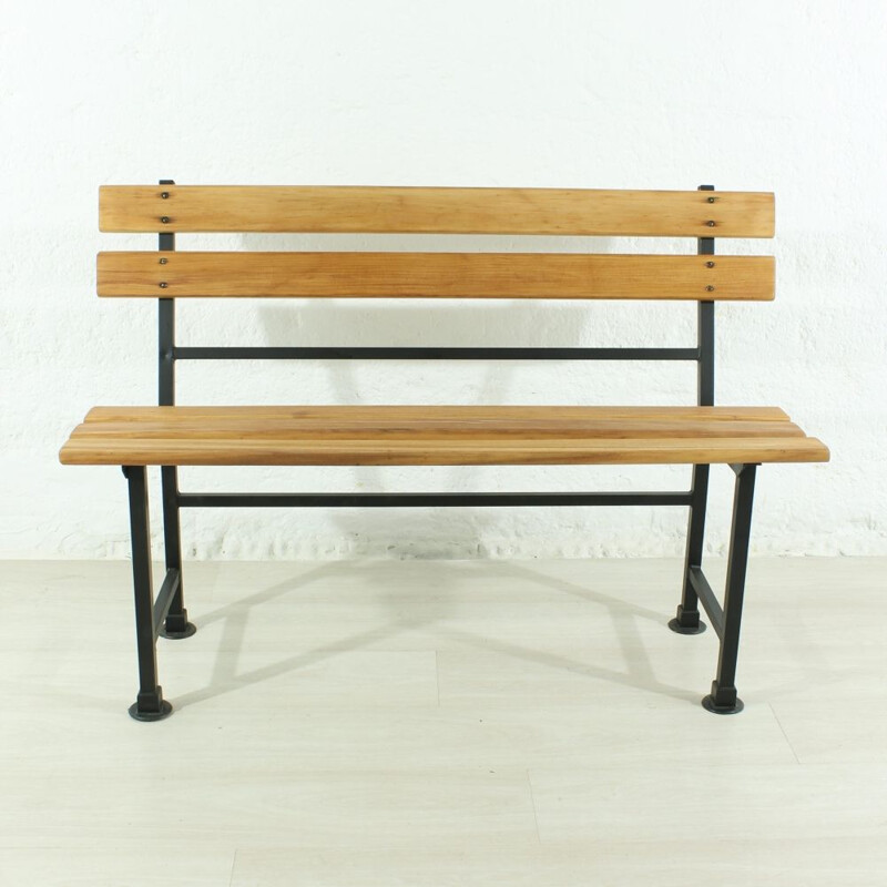 Vintage German bench in wood and metal