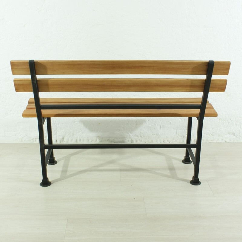 Banc vintage allemand en bois et métal