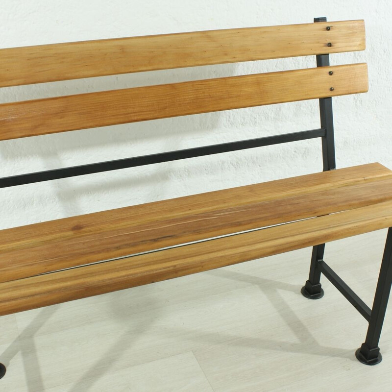 Vintage German bench in wood and metal