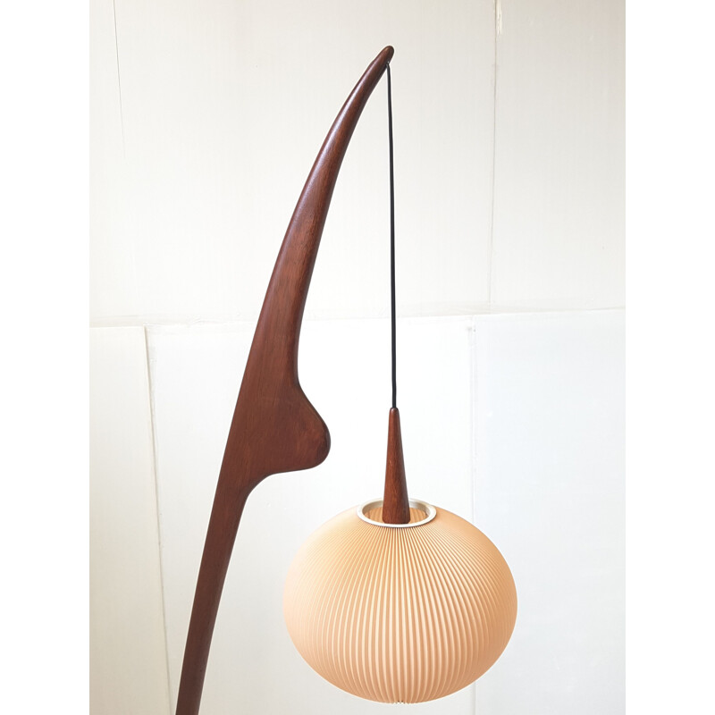 Vintage Praying Mantis floor lamp by Rispal in mahogany 1960