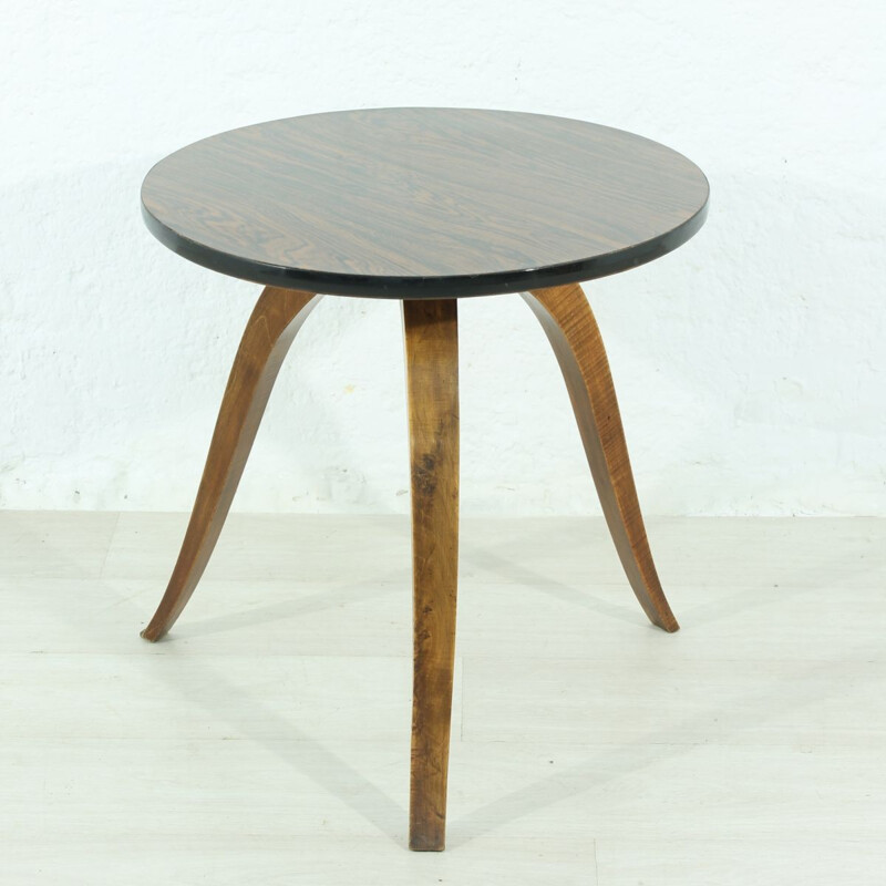 Vintage german circular side table in beechwood 1960