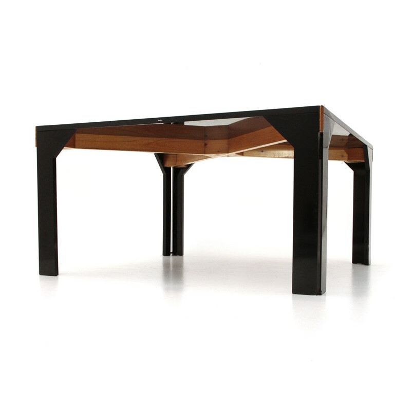 Vintage Tema black table by Vico Magistretti for B&B Italia 1970