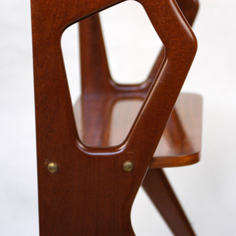 Vintage italian side table in mahogany and glass 1950