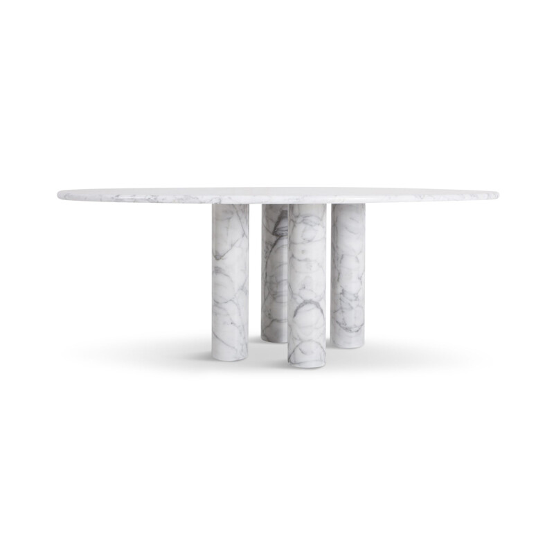 White oval dining table in marble 1970s