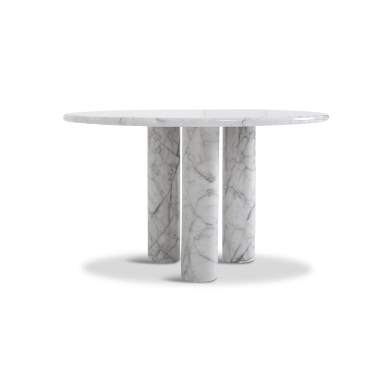 Table vintage ovale en marbre blanc 1970