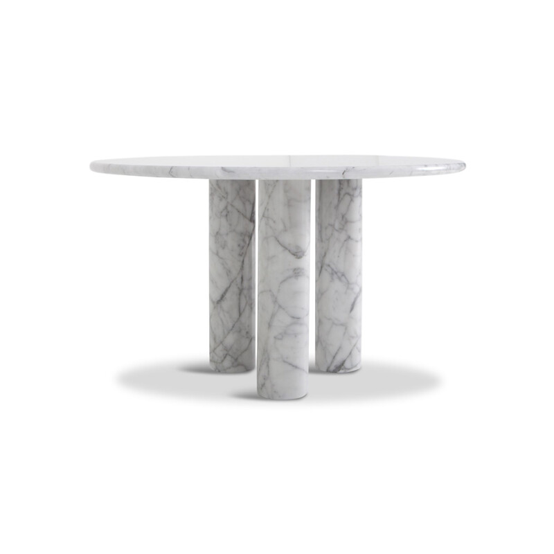 White oval dining table in marble 1970s