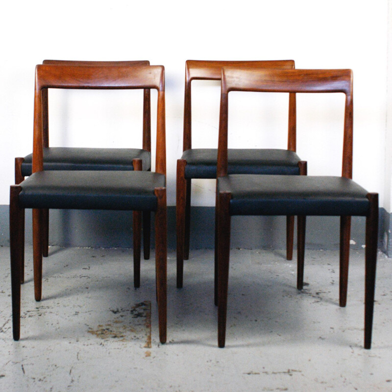 Set of 4 vintage chairs in teak by Lübke Germany