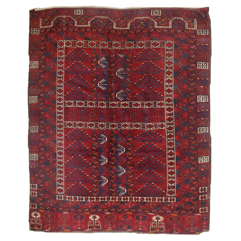 Vintage handmade Turkmen Engsi rug