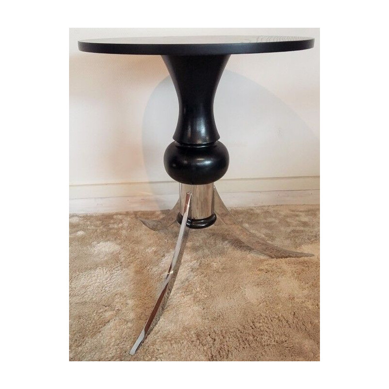 Vintage side table in wood and chrome