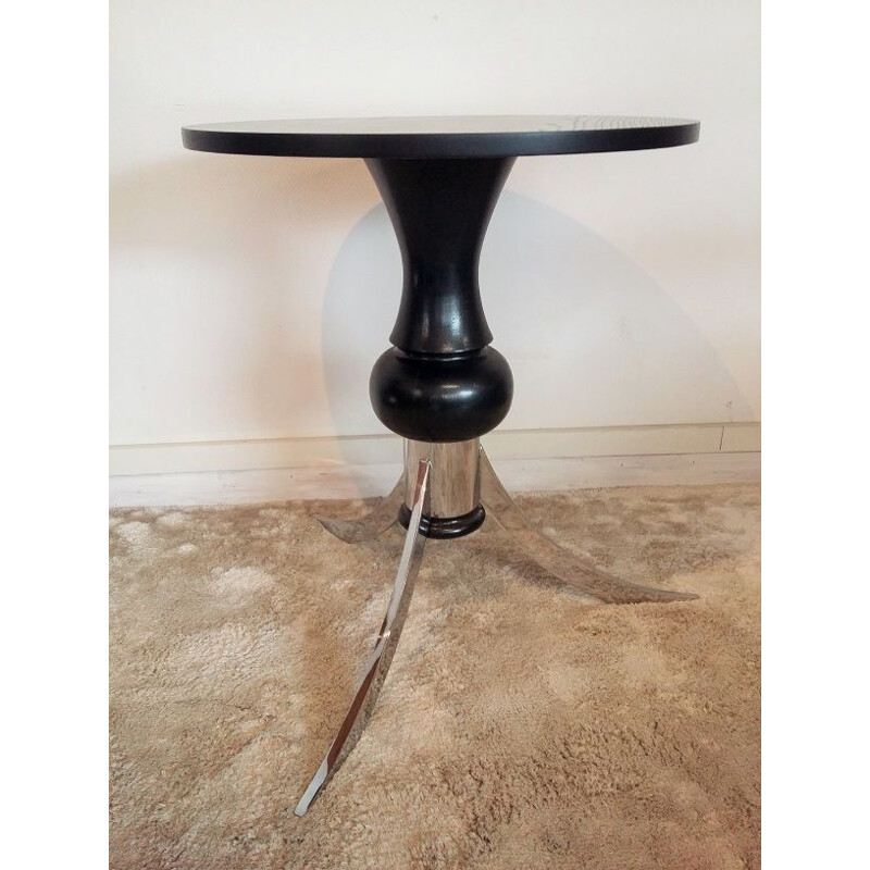 Vintage side table in wood and chrome