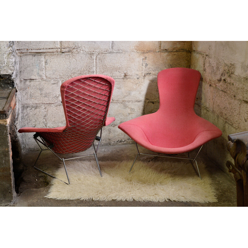 Set of 2 vintage pink armchairs Bird by Harry Bertoia