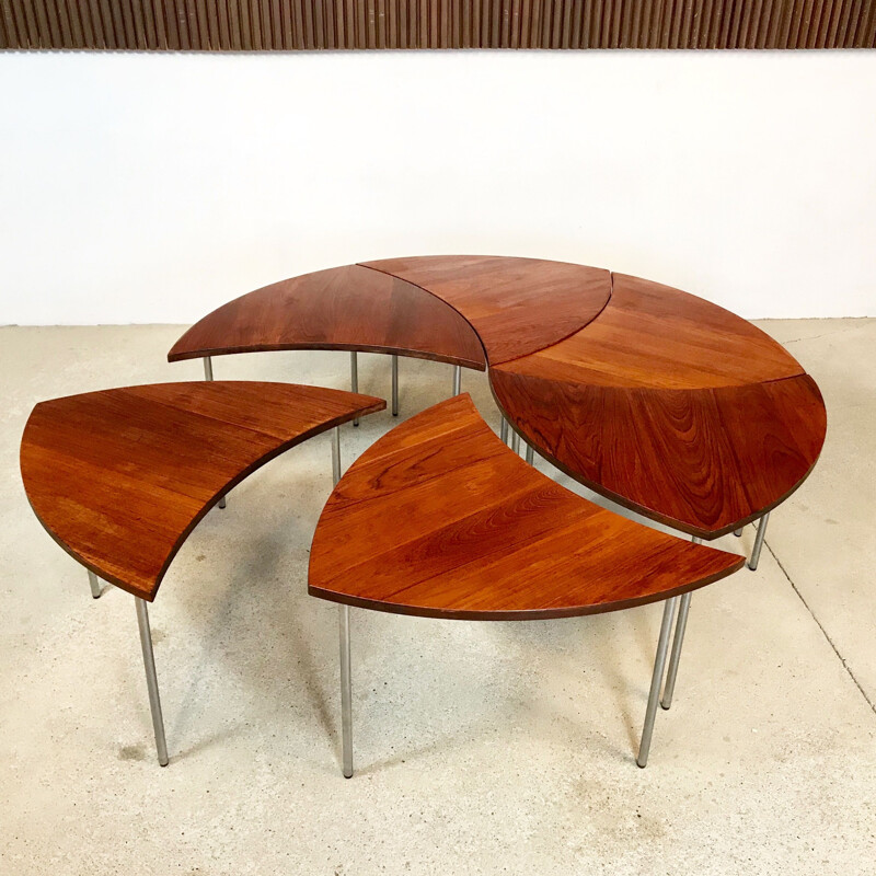 Set of 6 vintage table FD 523 in teak by Peter Hvidt for France & Daverkosen