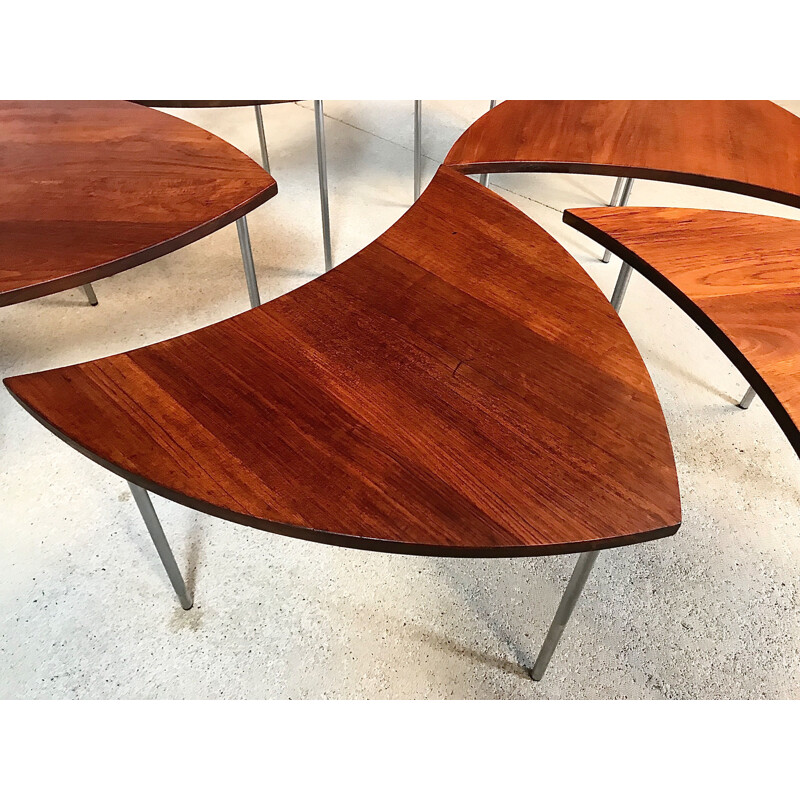 Set of 6 vintage table FD 523 in teak by Peter Hvidt for France & Daverkosen