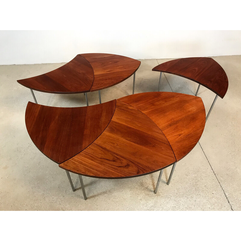 Set of 6 vintage table FD 523 in teak by Peter Hvidt for France & Daverkosen