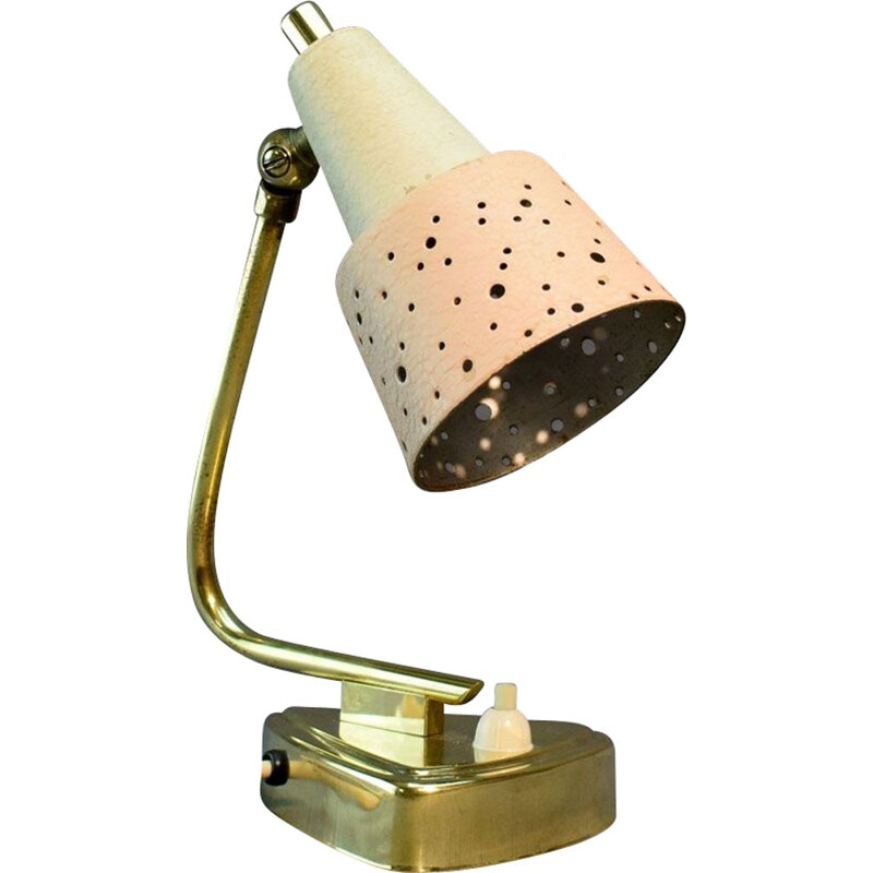 Vintage perforated brass lamp, 1960