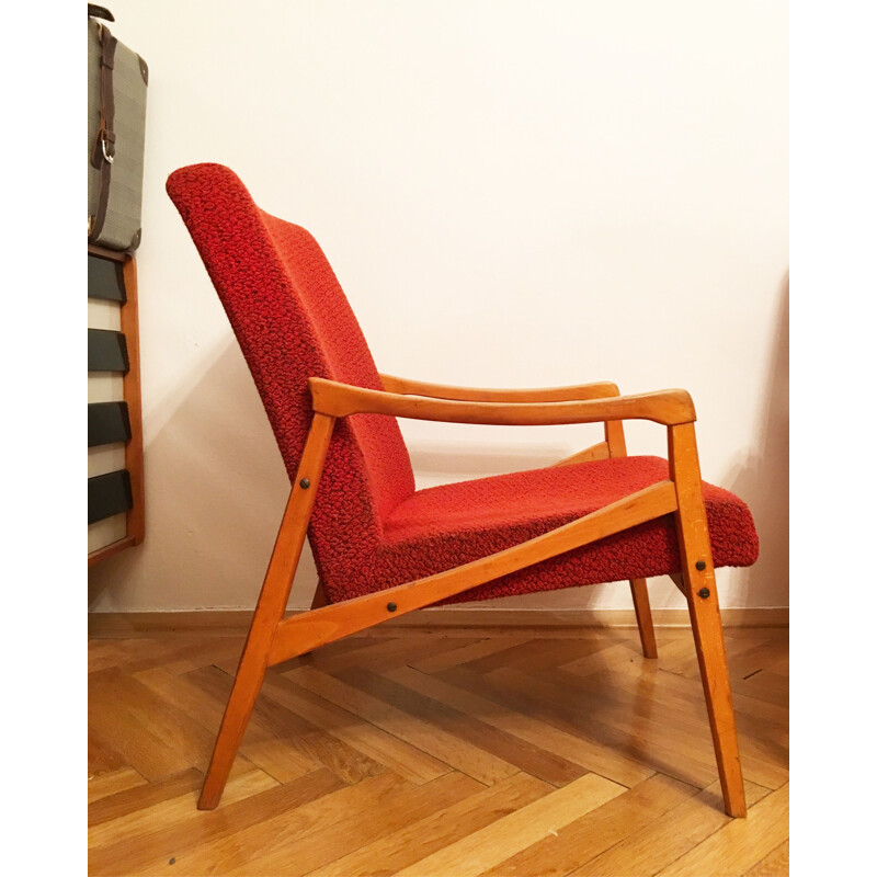 Set of 2 red vintage armchairs