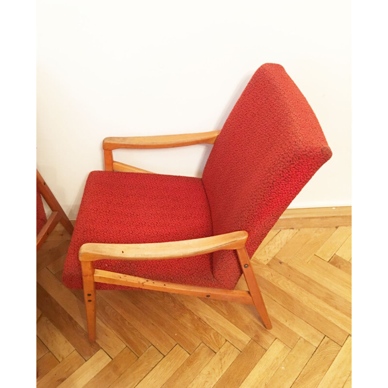 Suite de 2 fauteuils vintage rouges