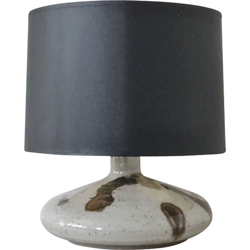 Lampe vintage en céramique grise à panse bombée