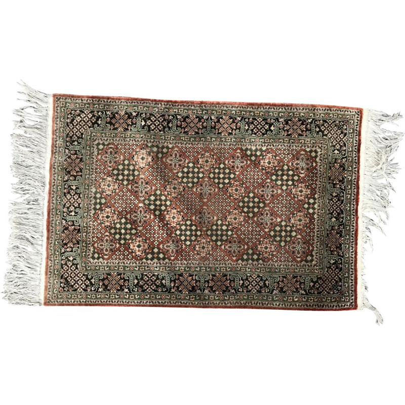 Small vintage Turkish rug in fine silk