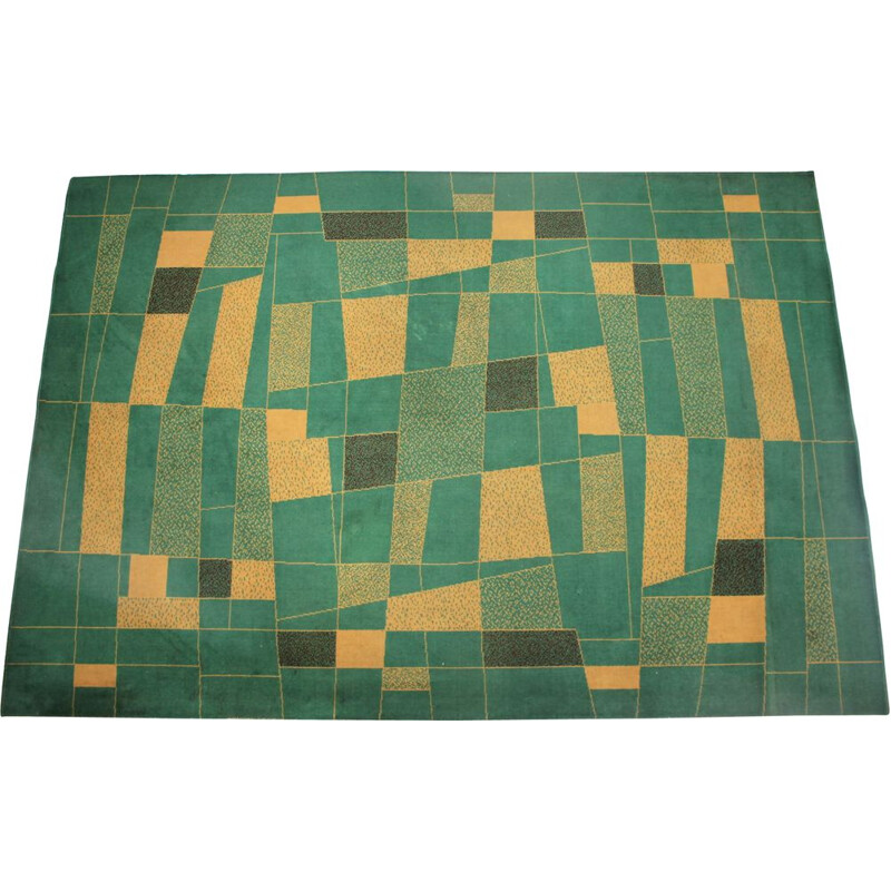 Vintage geometrisch tapijt, Tsjechisch 1950