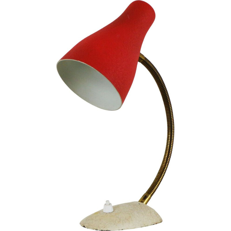 Lampe de bureau vintage rouge en métal 1950