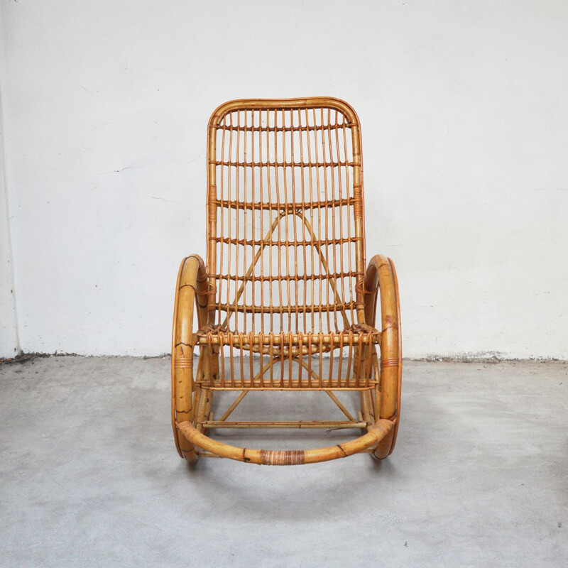 Vintage rocking chair in  rattan