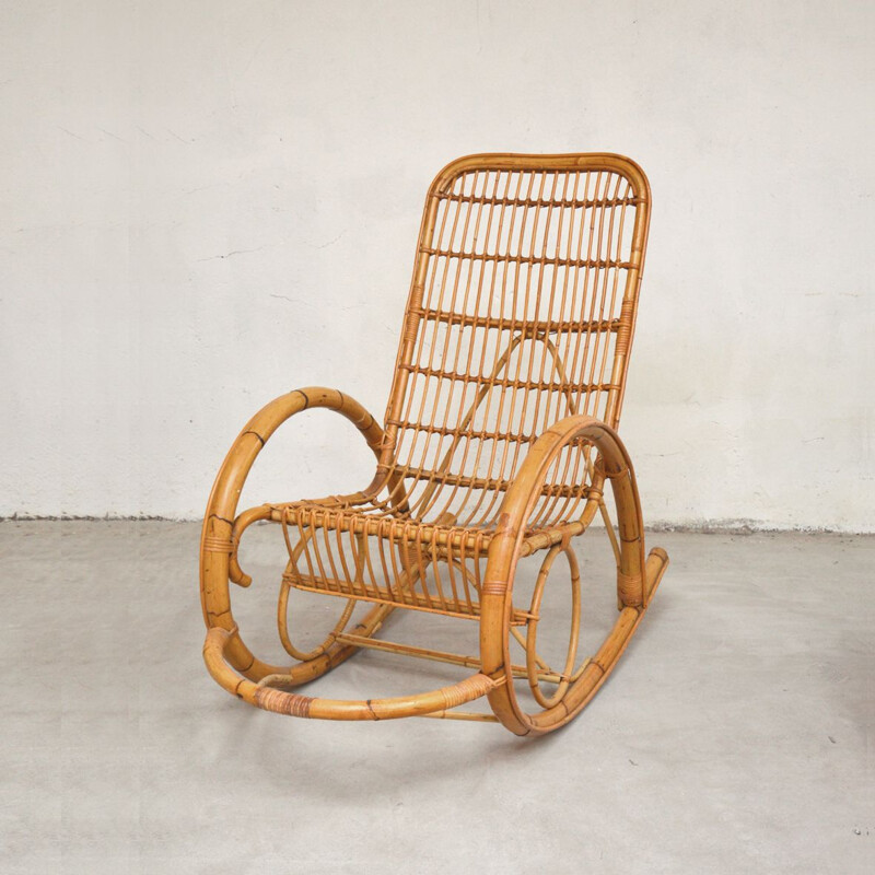 Vintage rocking chair in  rattan