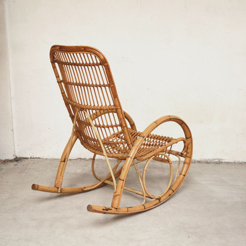 Vintage rocking chair in  rattan