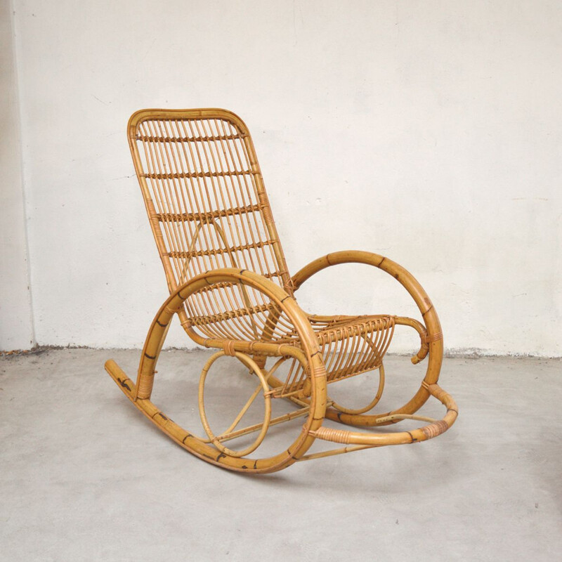 Vintage rocking chair in  rattan