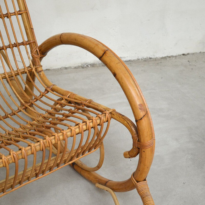 Vintage rocking chair in  rattan