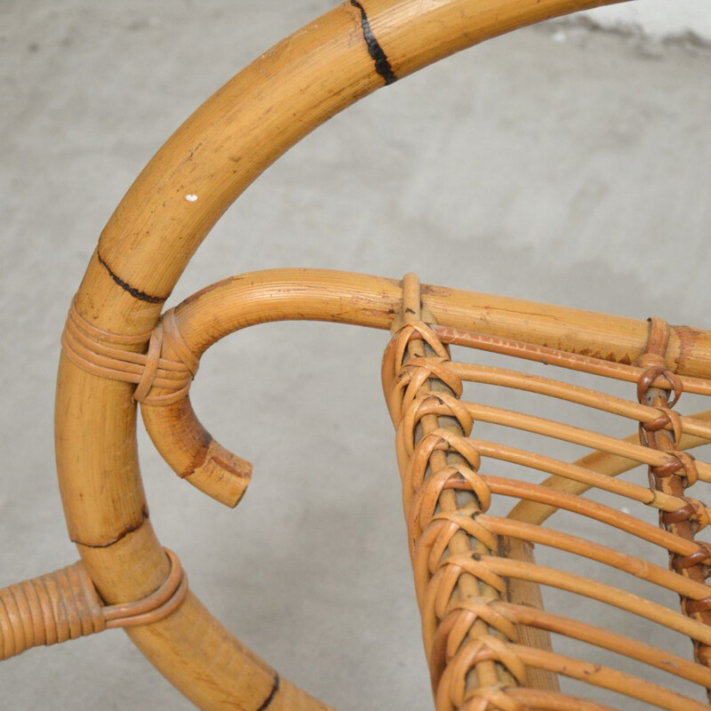 Vintage rocking chair in  rattan