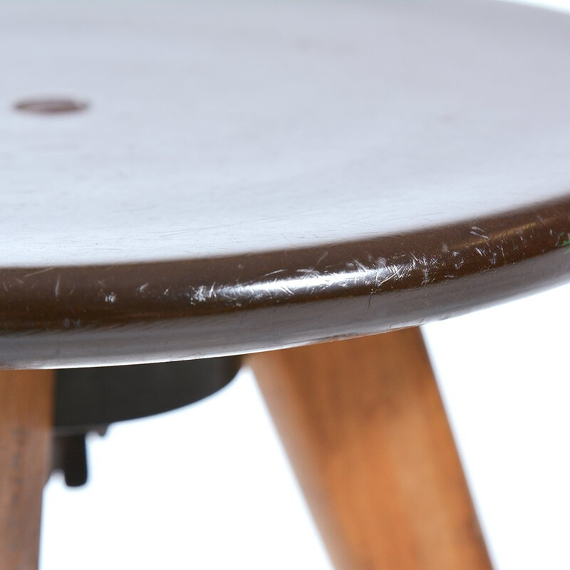 Tripod stool in wood and bakelite - 1960s