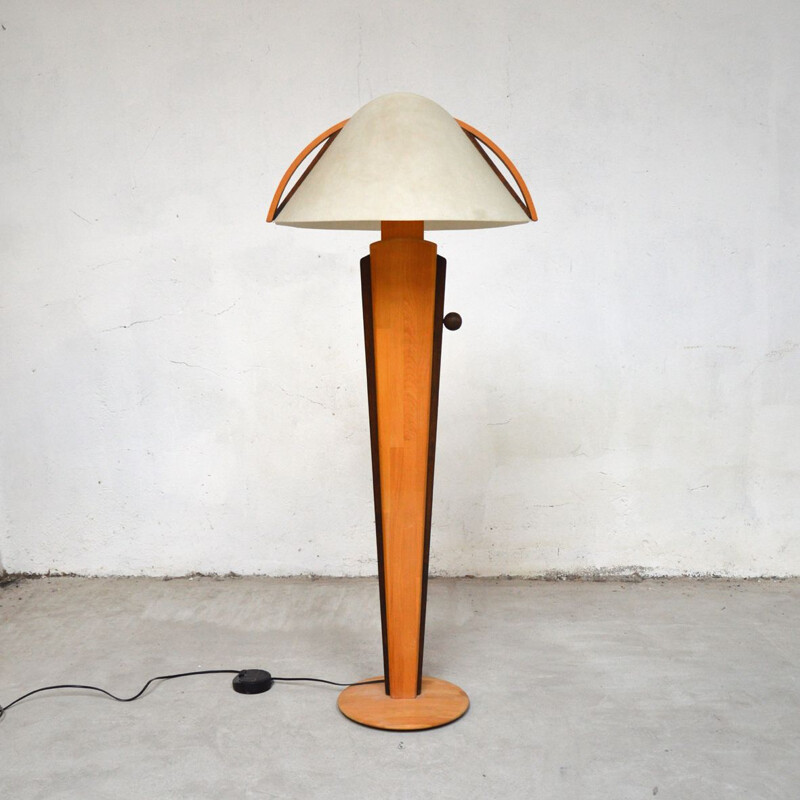 Vintage floor lamp plywood and wood