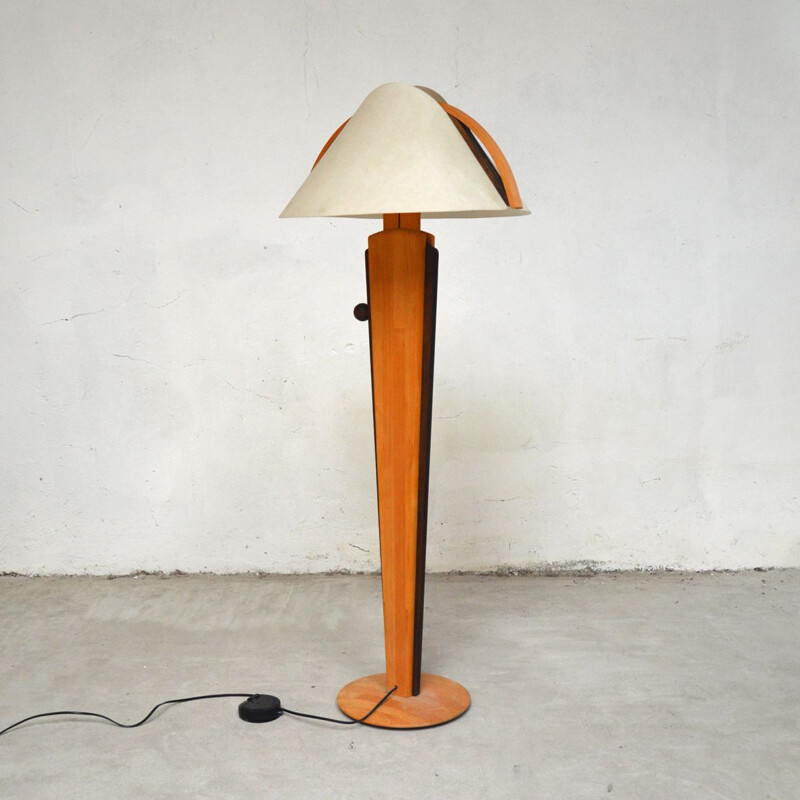 Vintage floor lamp plywood and wood