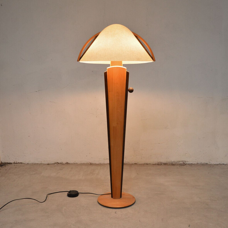 Vintage floor lamp plywood and wood