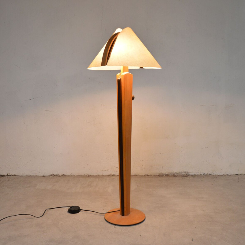 Vintage floor lamp plywood and wood