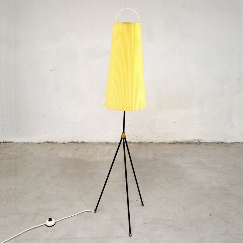 Vintage yellow floor lamp tripod