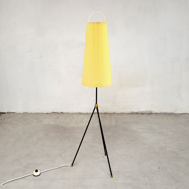 Vintage yellow floor lamp tripod