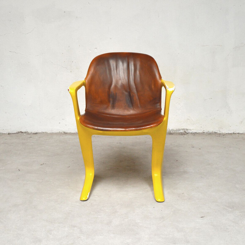 Vintage armchair in polyurethane and leather by Klaus Uredat