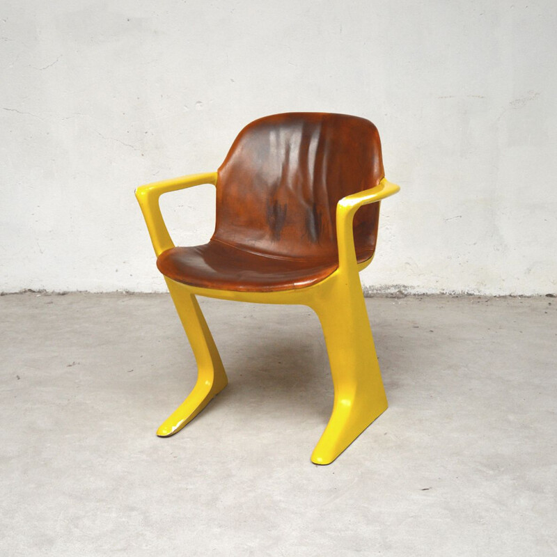 Vintage armchair in polyurethane and leather by Klaus Uredat