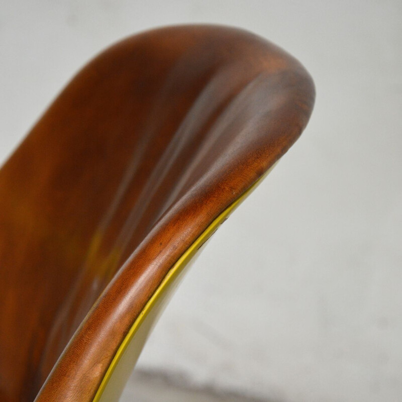 Vintage armchair in polyurethane and leather by Klaus Uredat