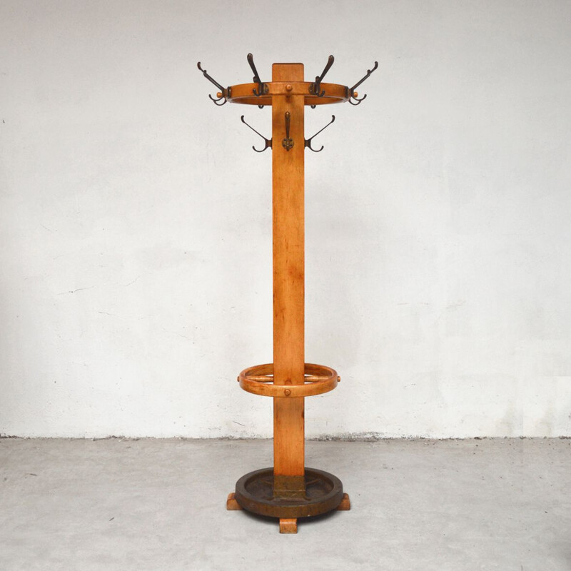 Vintage French coat rack in wood