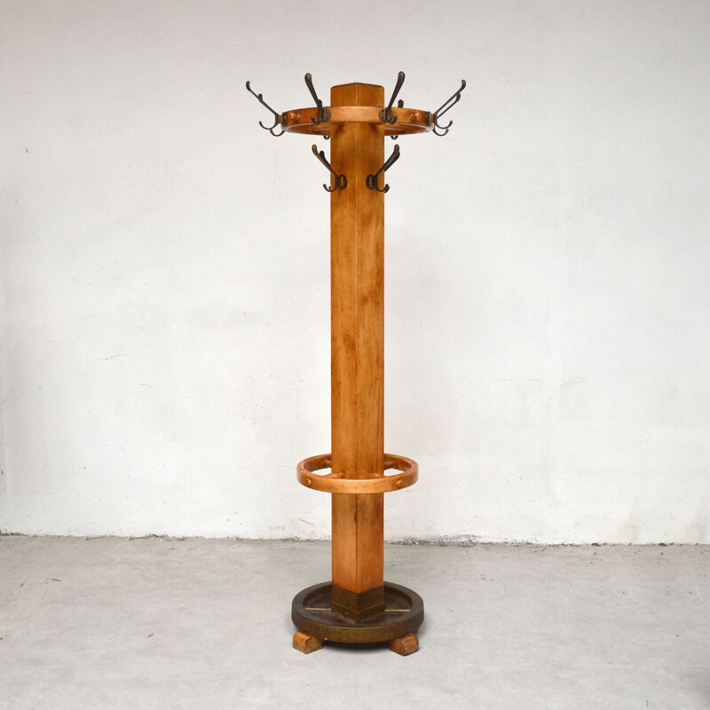 Vintage French coat rack in wood